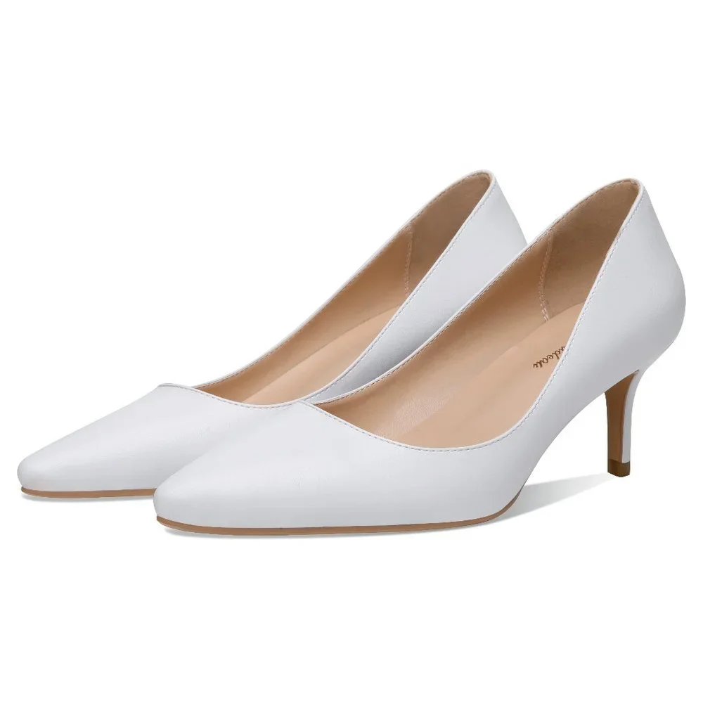 Petit Cadeau Valerie - Comfy Kitten Heel Pumps with 2.5" Heels. White. NEW! - Picture 2 of 6